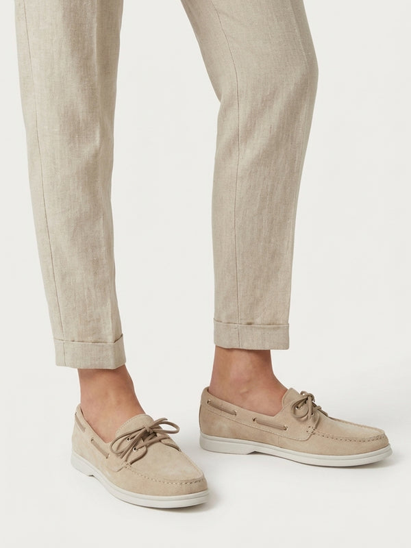 Pier Beige Suede Deck Shoes
