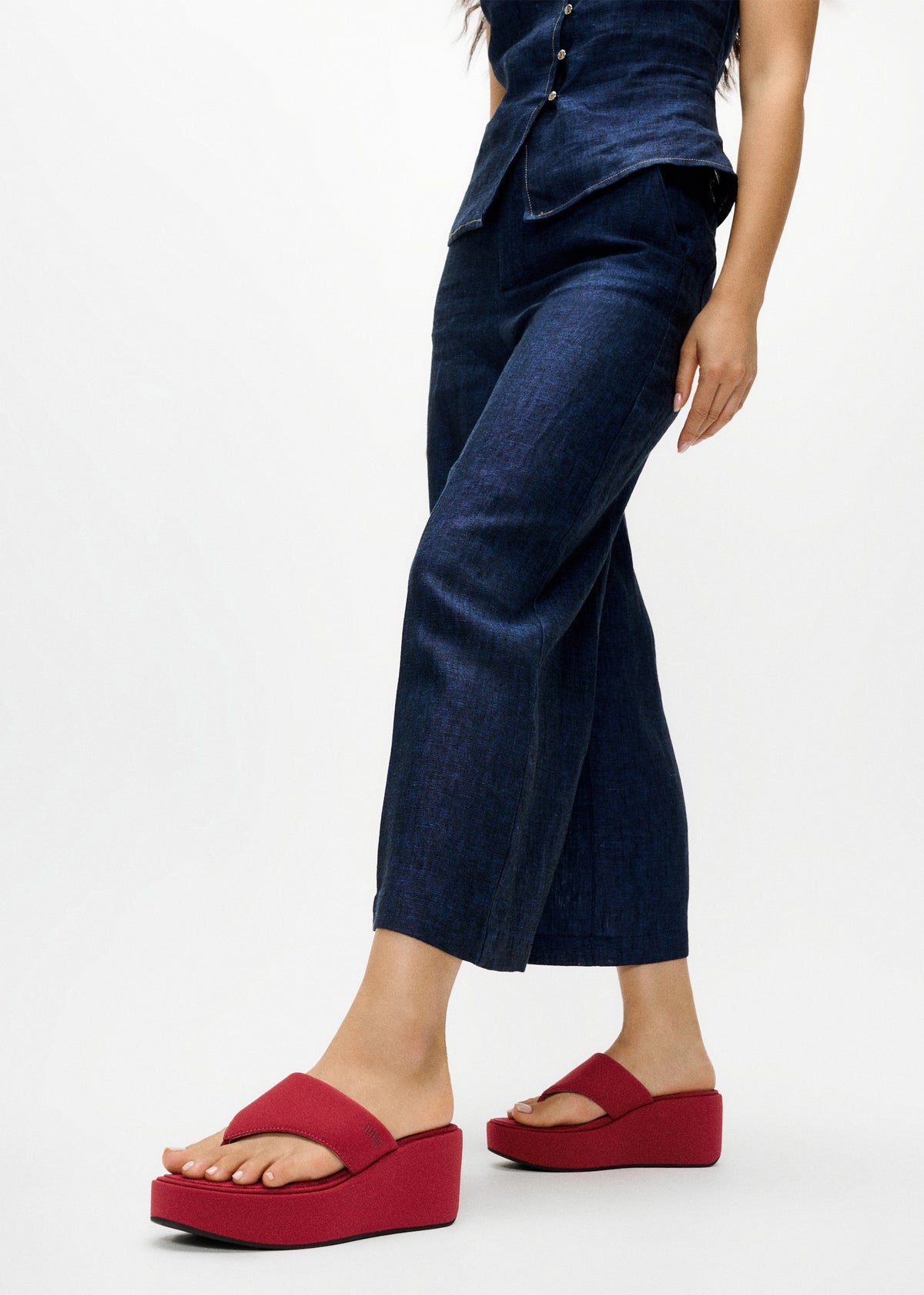 Platform Burnt Berry Toe Post Wedge Sandals