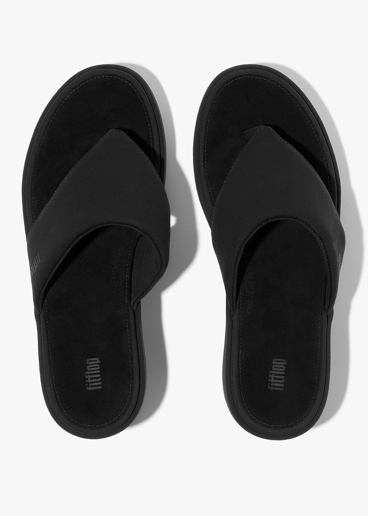 Platform All Black Toe Post Wedge Sandals