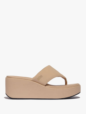 Platform Classic Beige Toe Post Wedge Sandals
