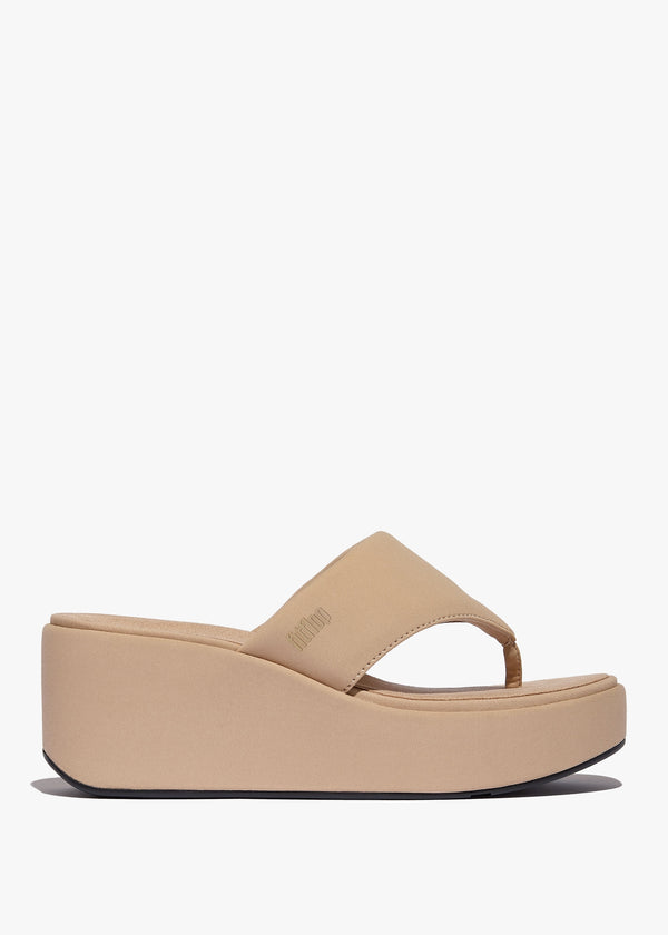 Platform Classic Beige Toe Post Wedge Sandals