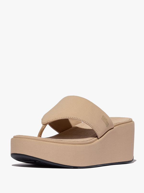 Platform Classic Beige Toe Post Wedge Sandals