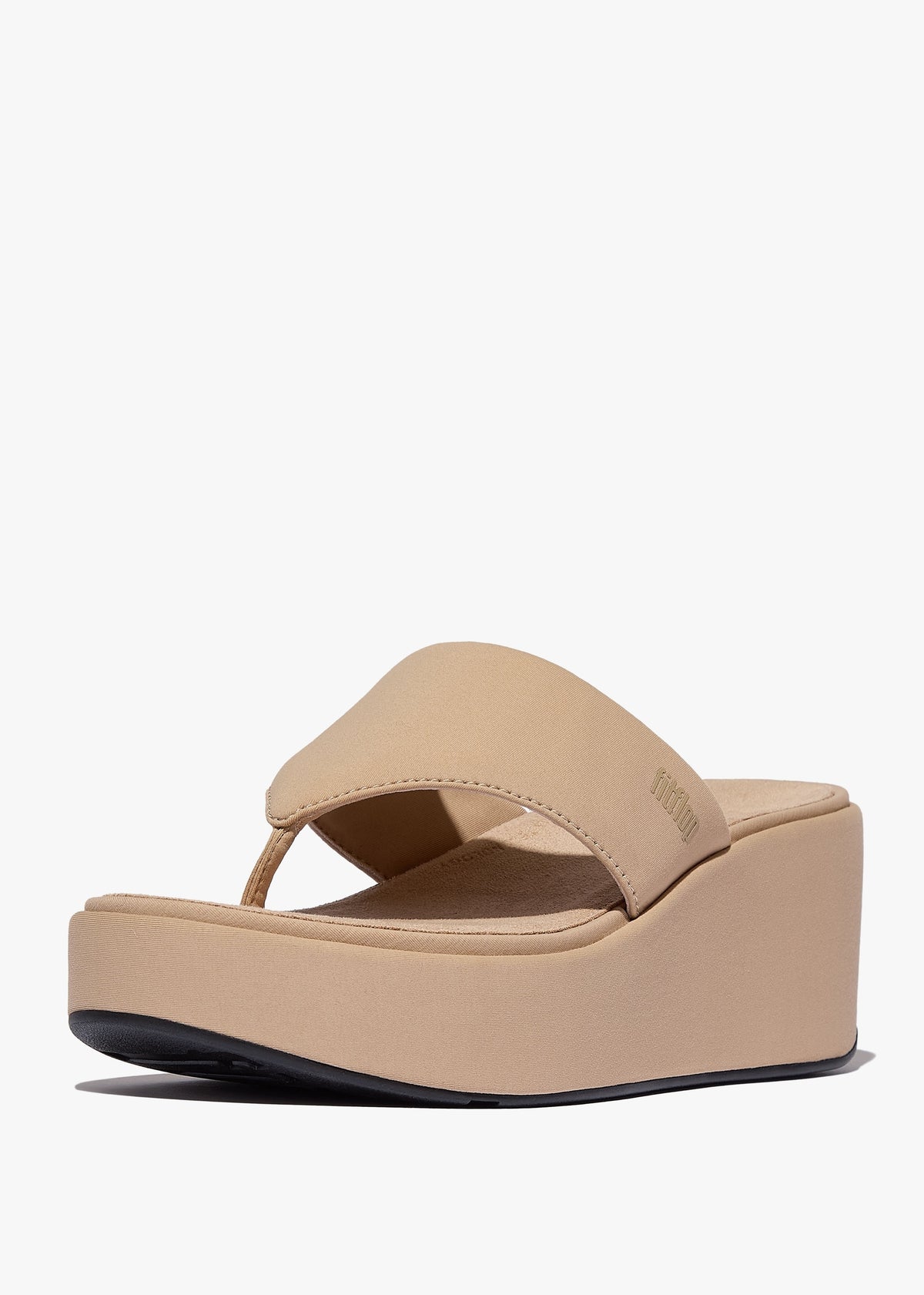 Platform Classic Beige Toe Post Wedge Sandals