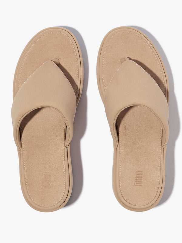 Platform Classic Beige Toe Post Wedge Sandals