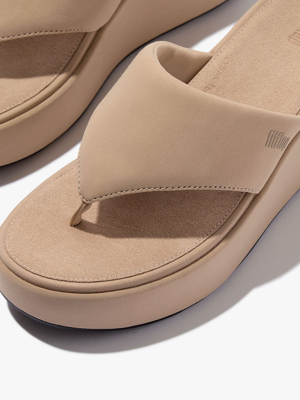 Platform Classic Beige Toe Post Wedge Sandals