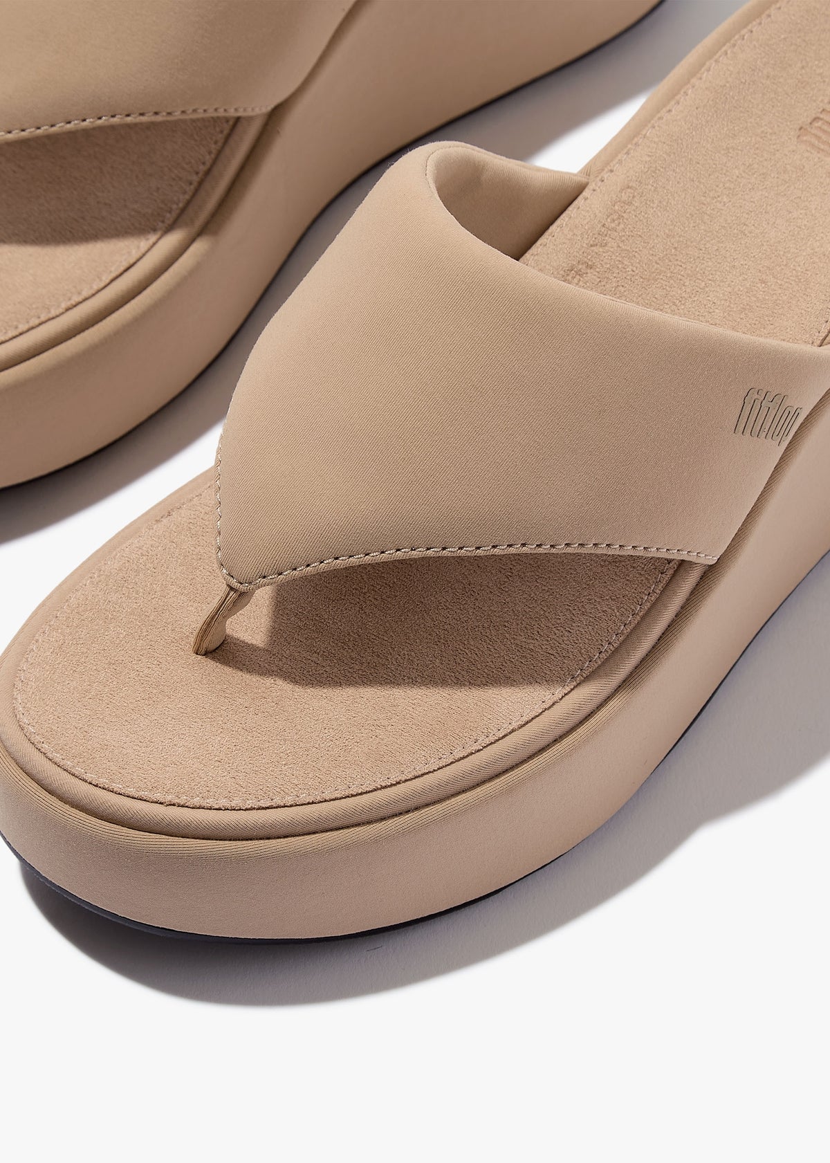 Platform Classic Beige Toe Post Wedge Sandals