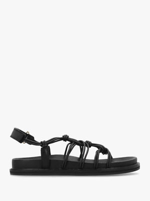 The Roxburgh Black Leather Knotted Strap Sandals