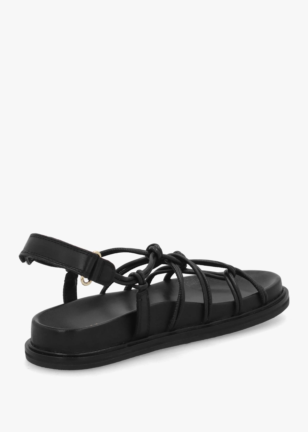 The Roxburgh Black Leather Knotted Strap Sandals