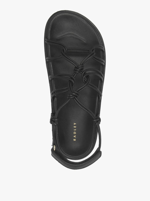 The Roxburgh Black Leather Knotted Strap Sandals