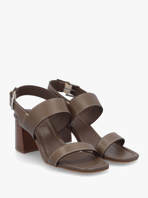 The Goldborne Acorn Leather Block Heel Sandals