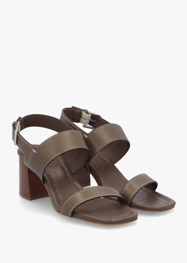 The Goldborne Acorn Leather Block Heel Sandals