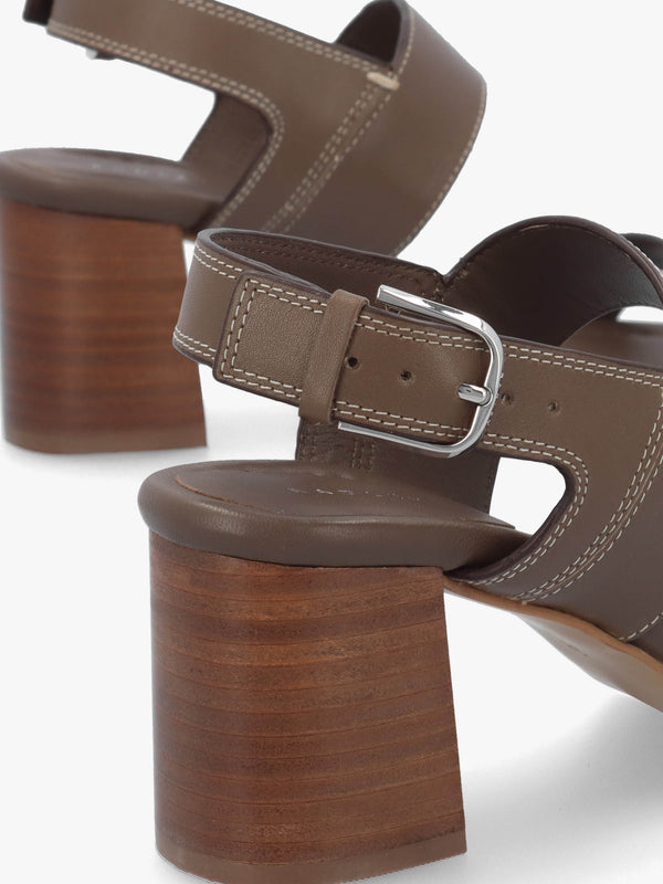 The Goldborne Acorn Leather Block Heel Sandals