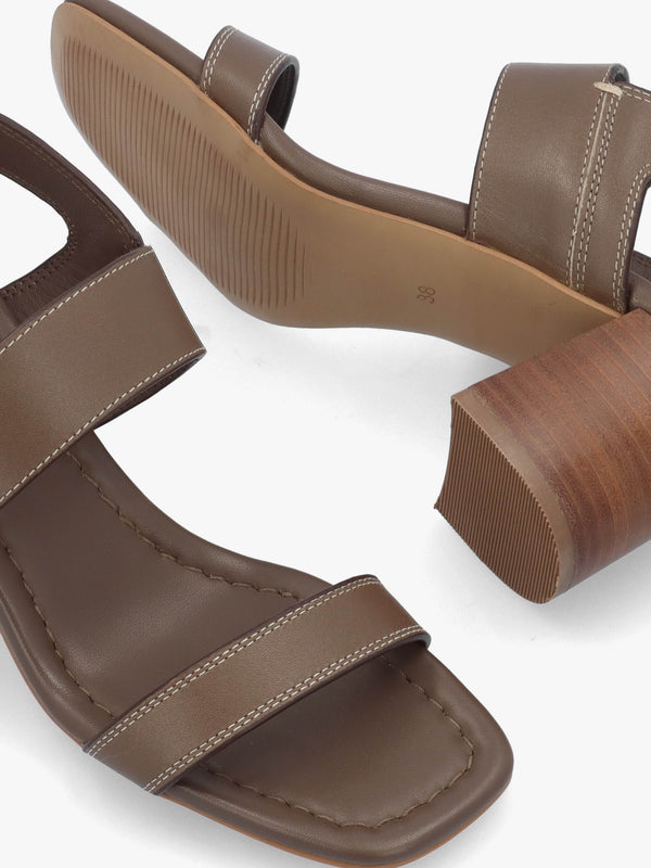 The Goldborne Acorn Leather Block Heel Sandals