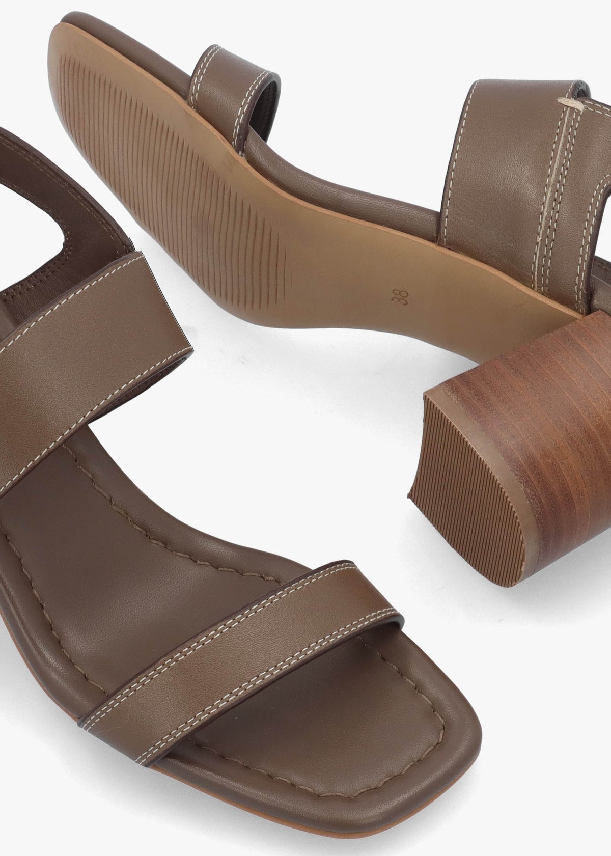 The Goldborne Acorn Leather Block Heel Sandals