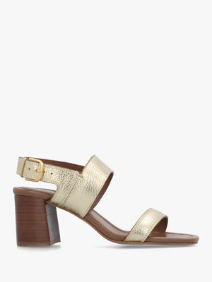 The Goldborne Gold Leather Block Heel Sandals