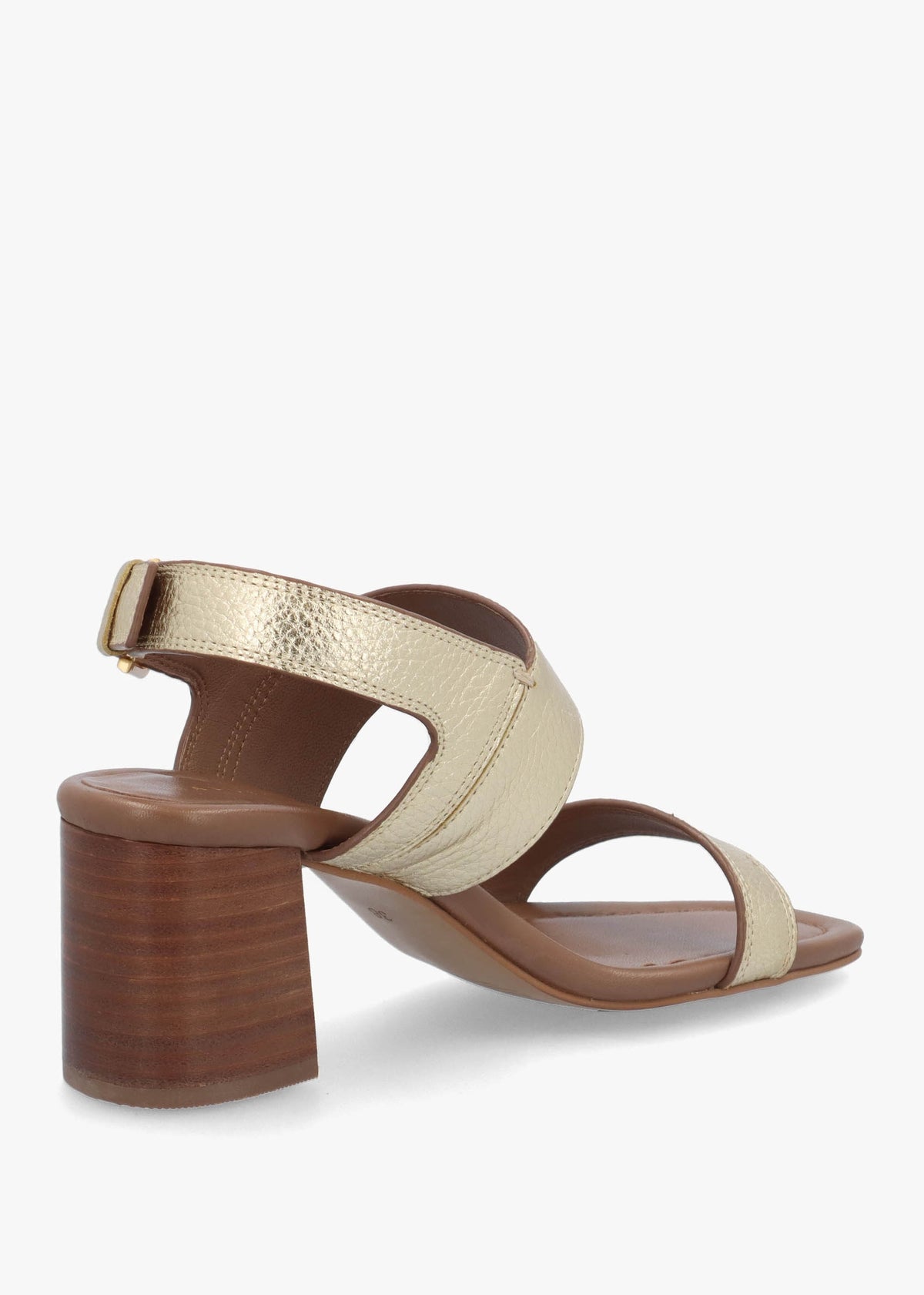 The Goldborne Gold Leather Block Heel Sandals