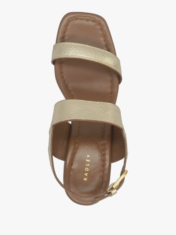 The Goldborne Gold Leather Block Heel Sandals