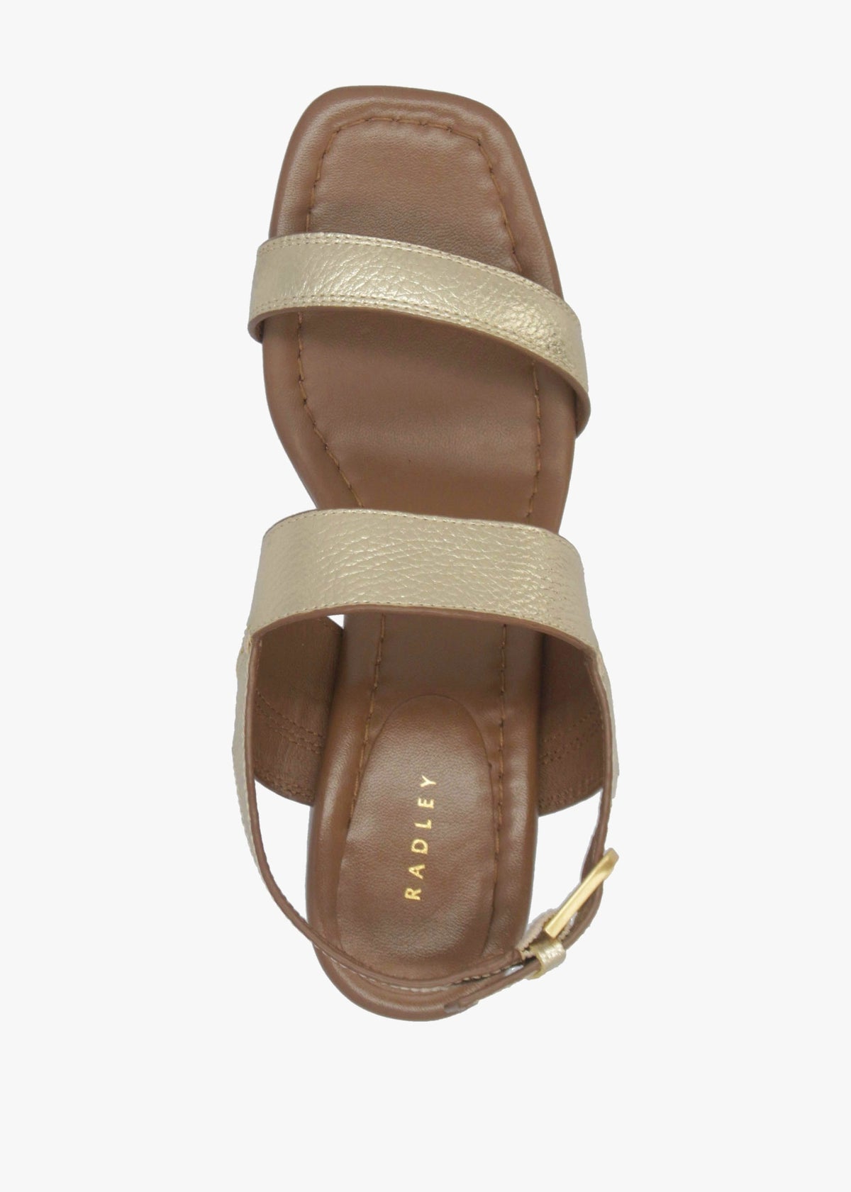 The Goldborne Gold Leather Block Heel Sandals