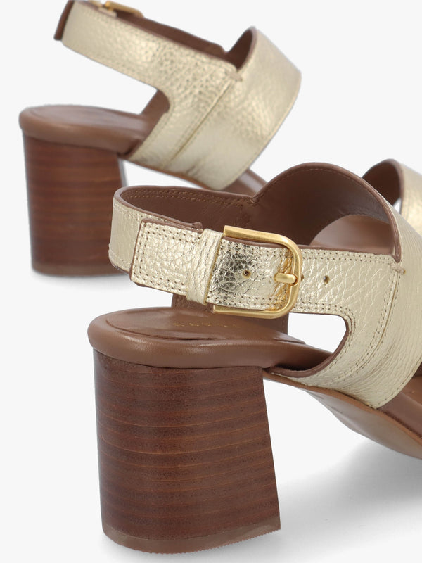 The Goldborne Gold Leather Block Heel Sandals