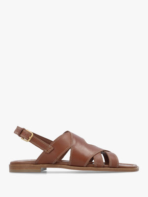 The Evie Luxe Cognac Leather Artisan Sandals