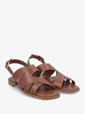 The Evie Luxe Cognac Leather Artisan Sandals