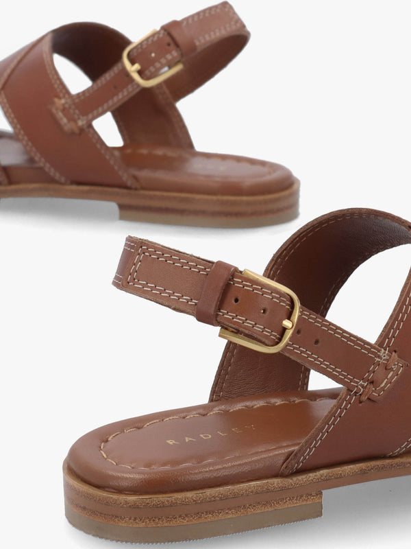 The Evie Luxe Cognac Leather Artisan Sandals