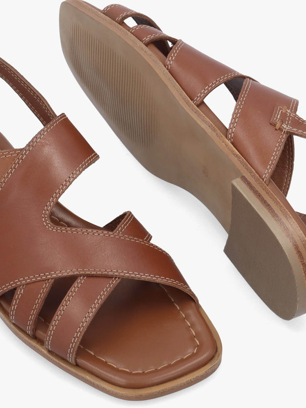 The Evie Luxe Cognac Leather Artisan Sandals