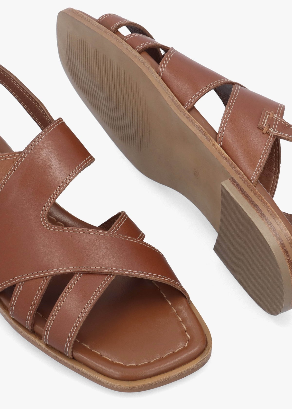 The Evie Luxe Cognac Leather Artisan Sandals