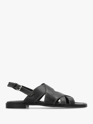 The Evie Luxe Black Leather Artisan Sandals
