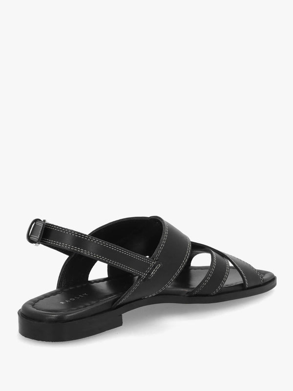 The Evie Luxe Black Leather Artisan Sandals