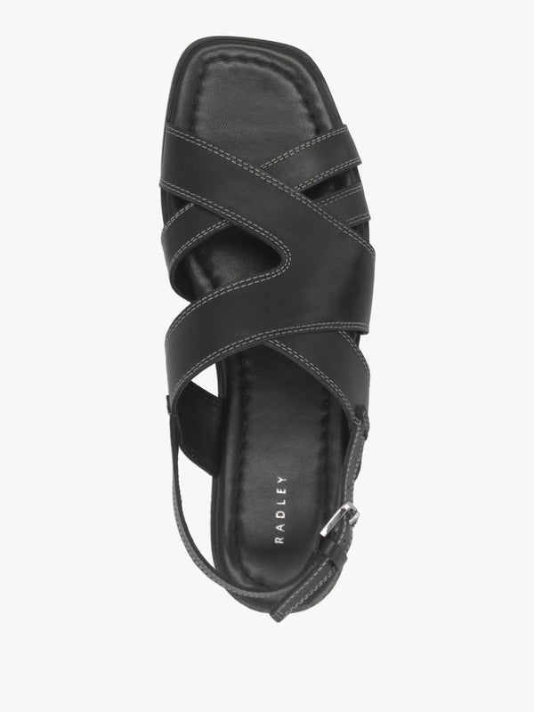 The Evie Luxe Black Leather Artisan Sandals