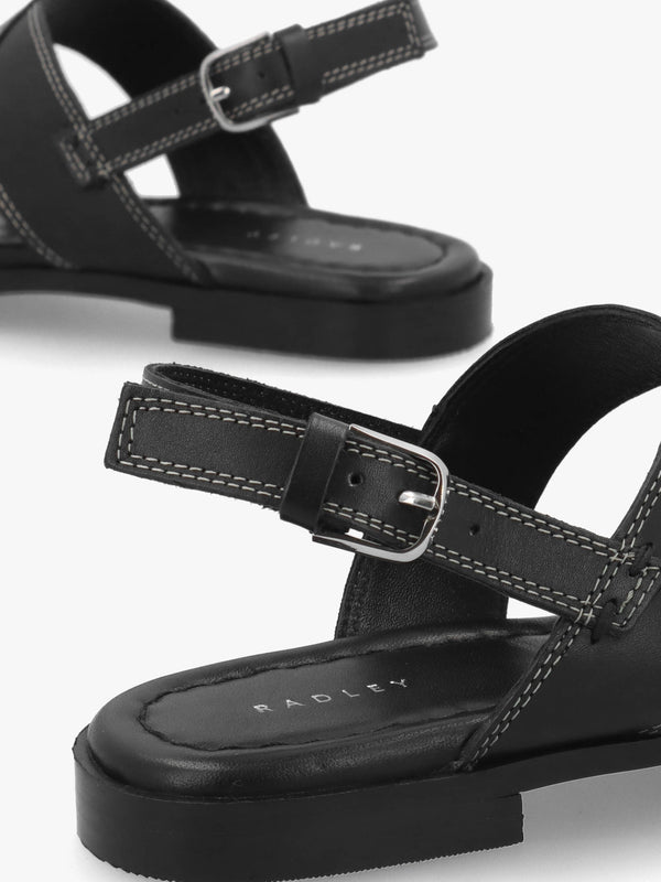 The Evie Luxe Black Leather Artisan Sandals
