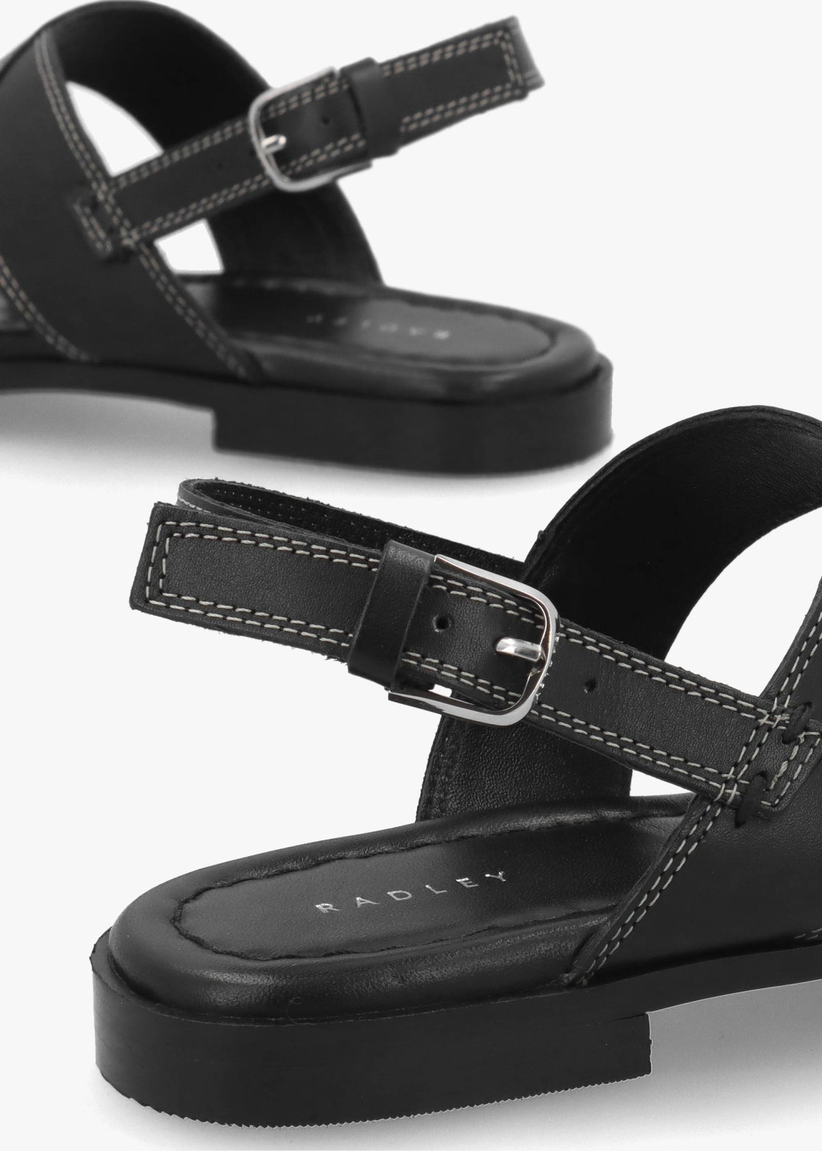 The Evie Luxe Black Leather Artisan Sandals