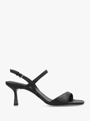 Meadow Road Black Leather Heeled Sandals