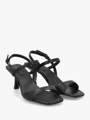 Meadow Road Black Leather Heeled Sandals