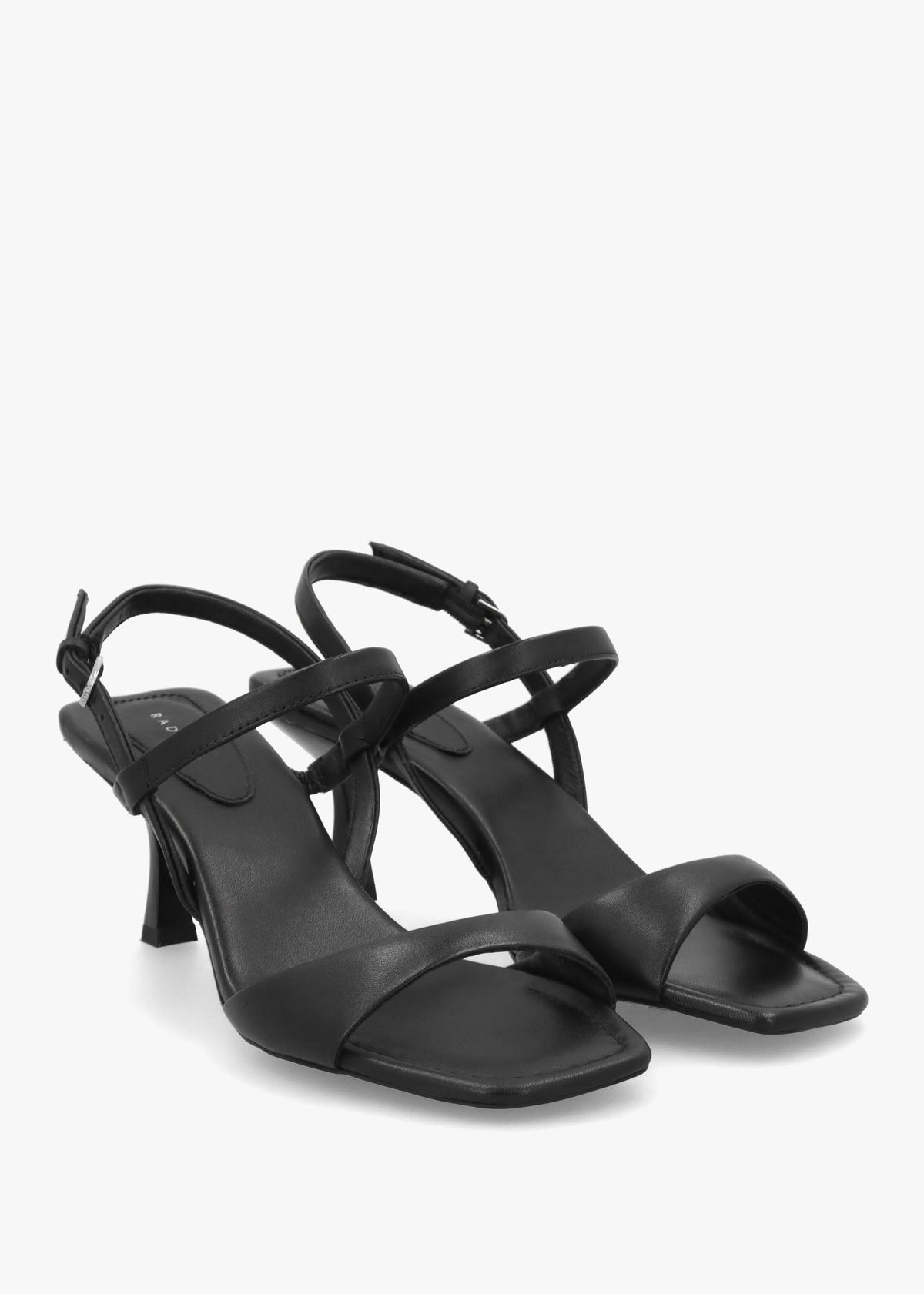 Meadow Road Black Leather Heeled Sandals