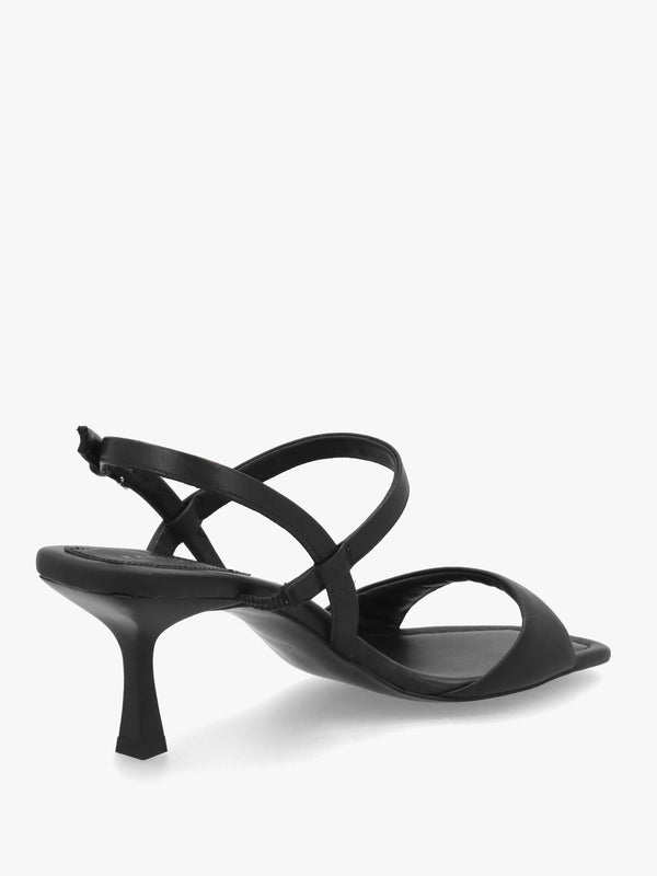 Meadow Road Black Leather Heeled Sandals