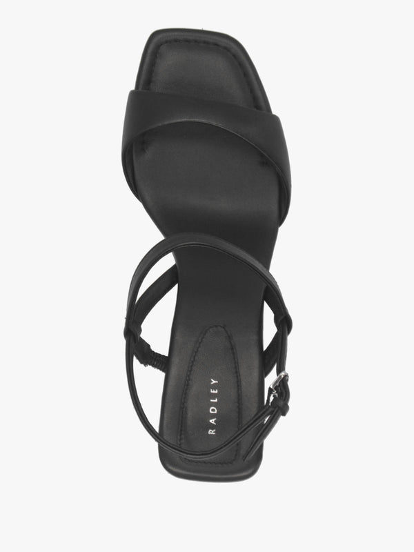Meadow Road Black Leather Heeled Sandals