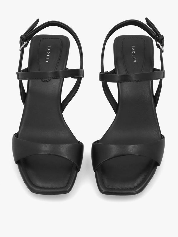Meadow Road Black Leather Heeled Sandals