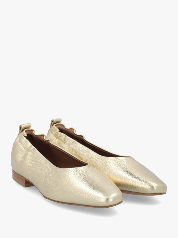 Elm Grove Gold Leather Ballet Pumps