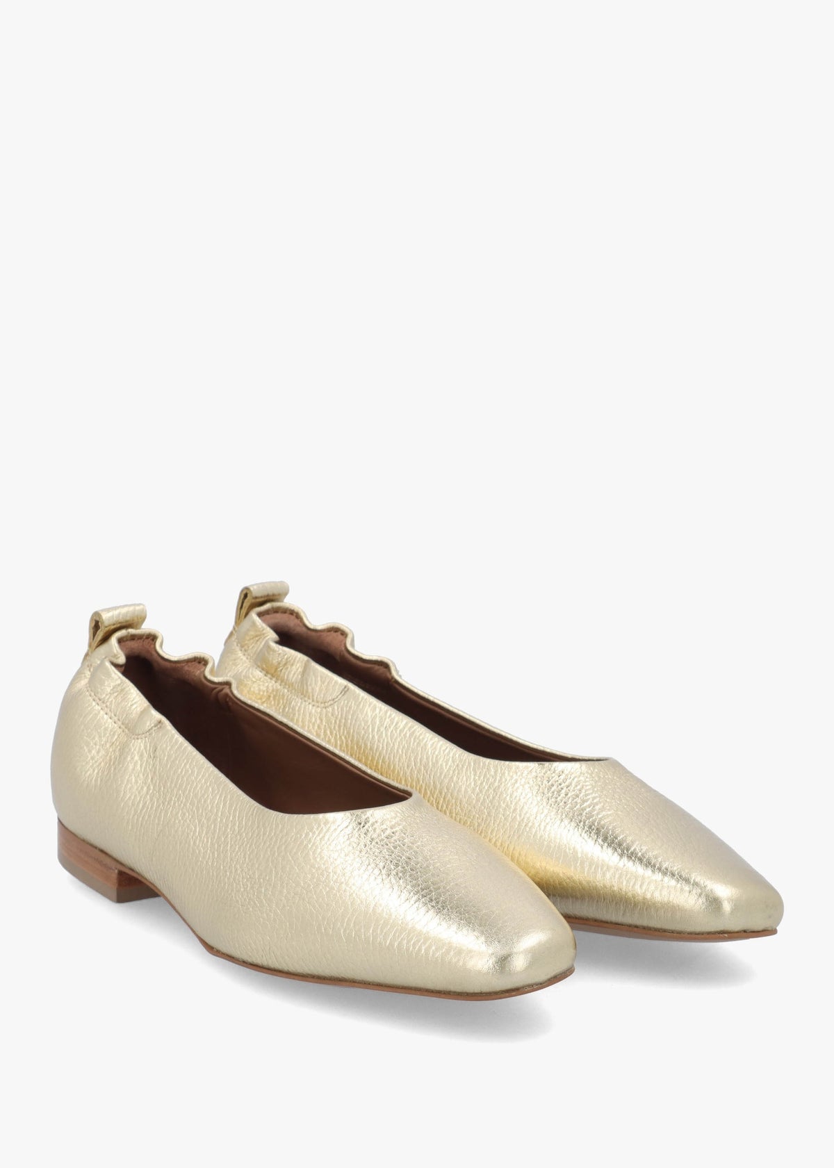 Elm Grove Gold Leather Ballet Pumps