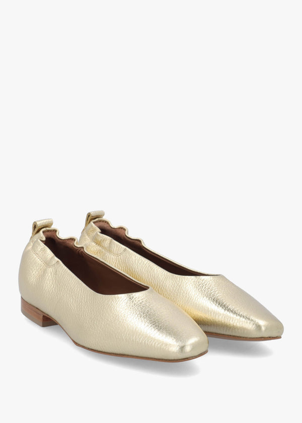 Elm Grove Gold Leather Ballet Pumps