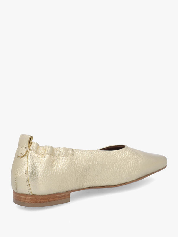 Elm Grove Gold Leather Ballet Pumps