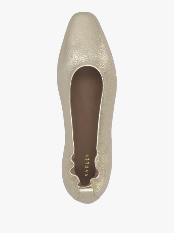 Elm Grove Gold Leather Ballet Pumps