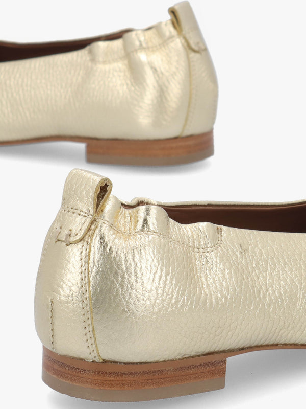 Elm Grove Gold Leather Ballet Pumps