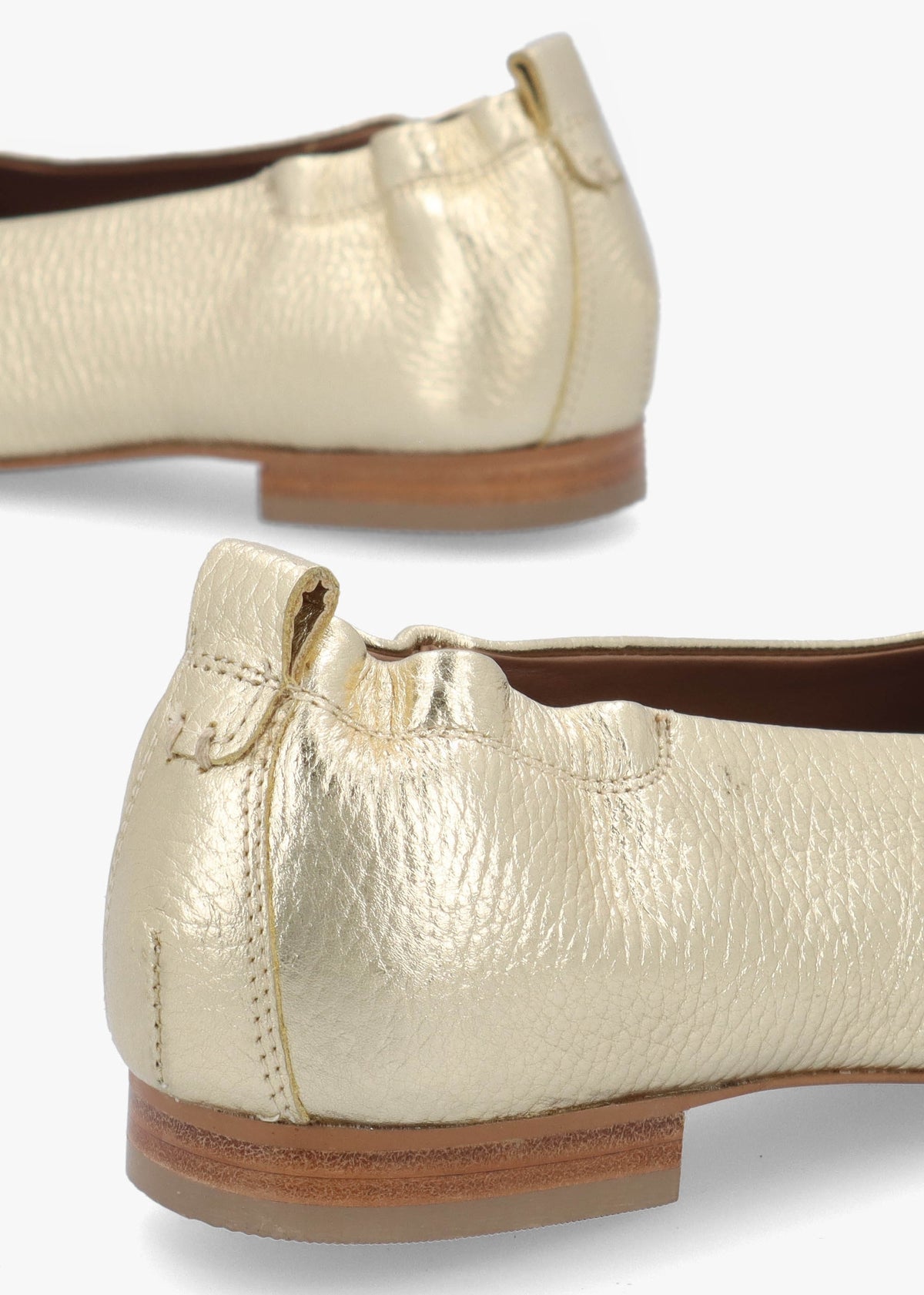 Elm Grove Gold Leather Ballet Pumps