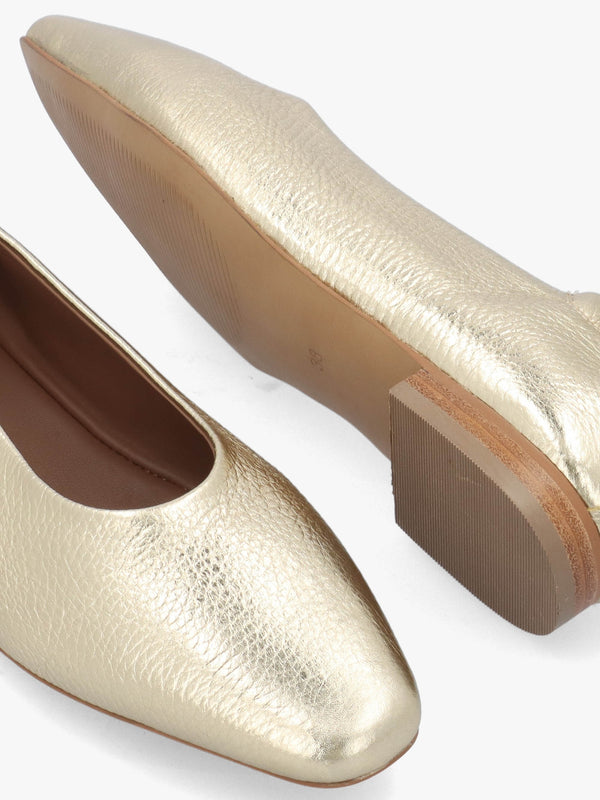 Elm Grove Gold Leather Ballet Pumps
