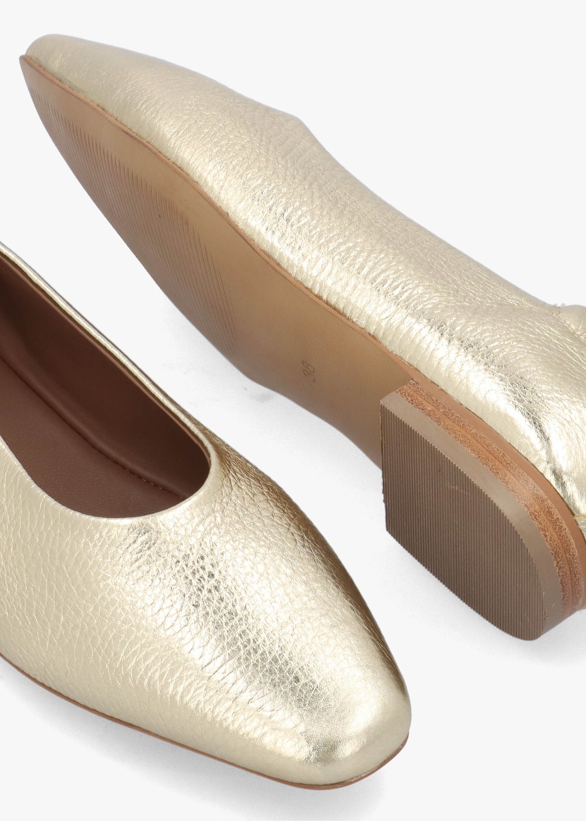 Elm Grove Gold Leather Ballet Pumps
