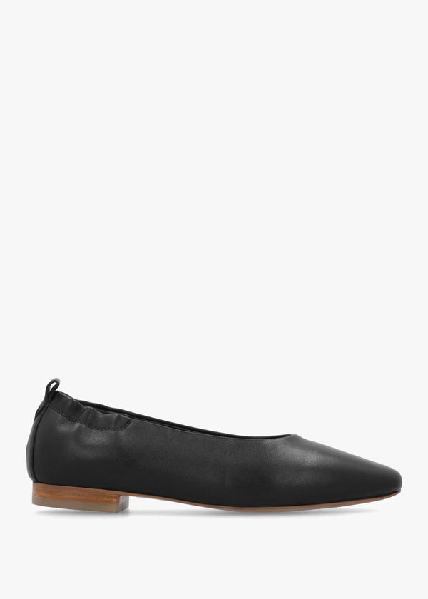 Elm Grove Black Leather Ballet Pumps