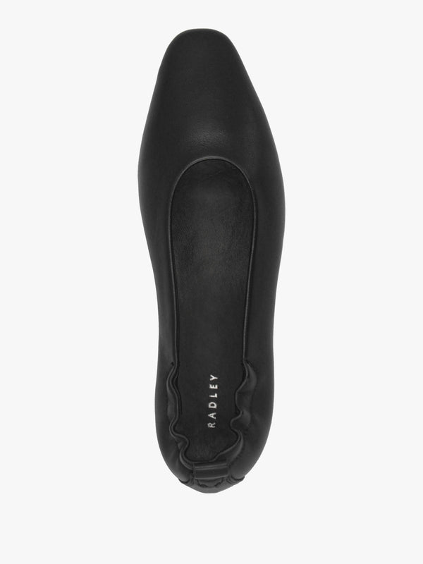 Elm Grove Black Leather Ballet Pumps